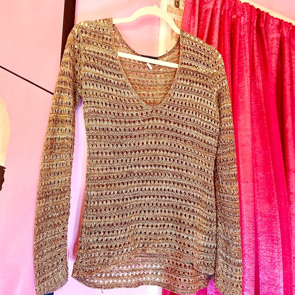 Vintage y2k Crochet Mesh Stitch Pullover Top/Sweater Neutral Boho Women’s Small - Picture 1 of 5